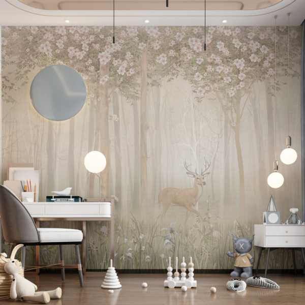 Zidna stena Jelen sa šumskom pozadinom