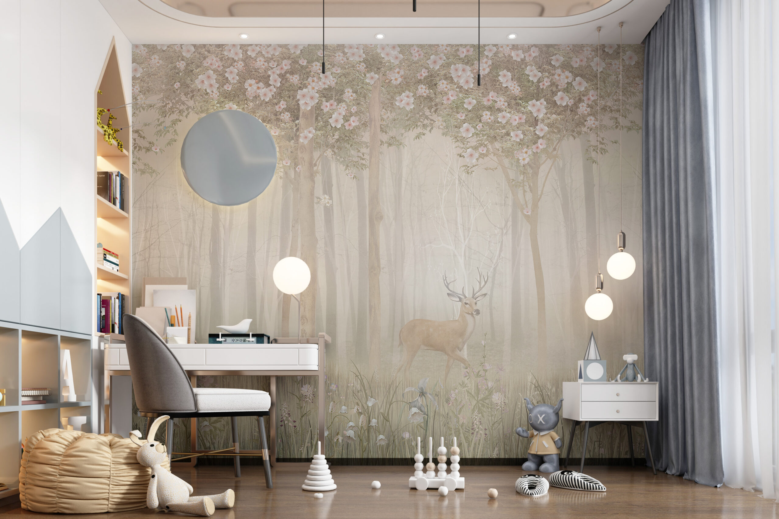 Zidna stena Jelen sa šumskom pozadinom