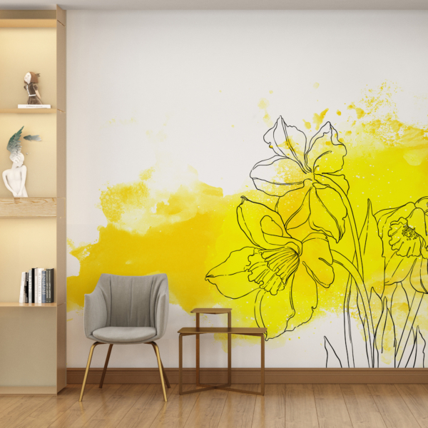 Cvijeće u žutom zidnom zidu
