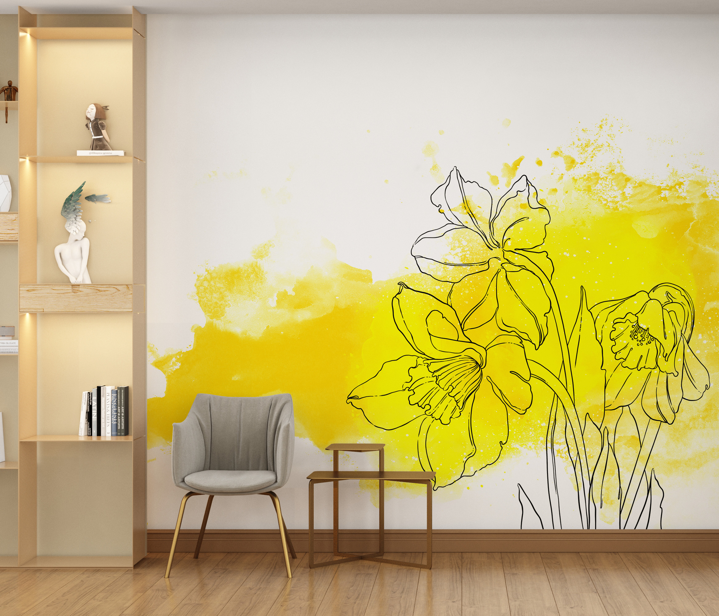 Cvijeće u žutom zidnom zidu