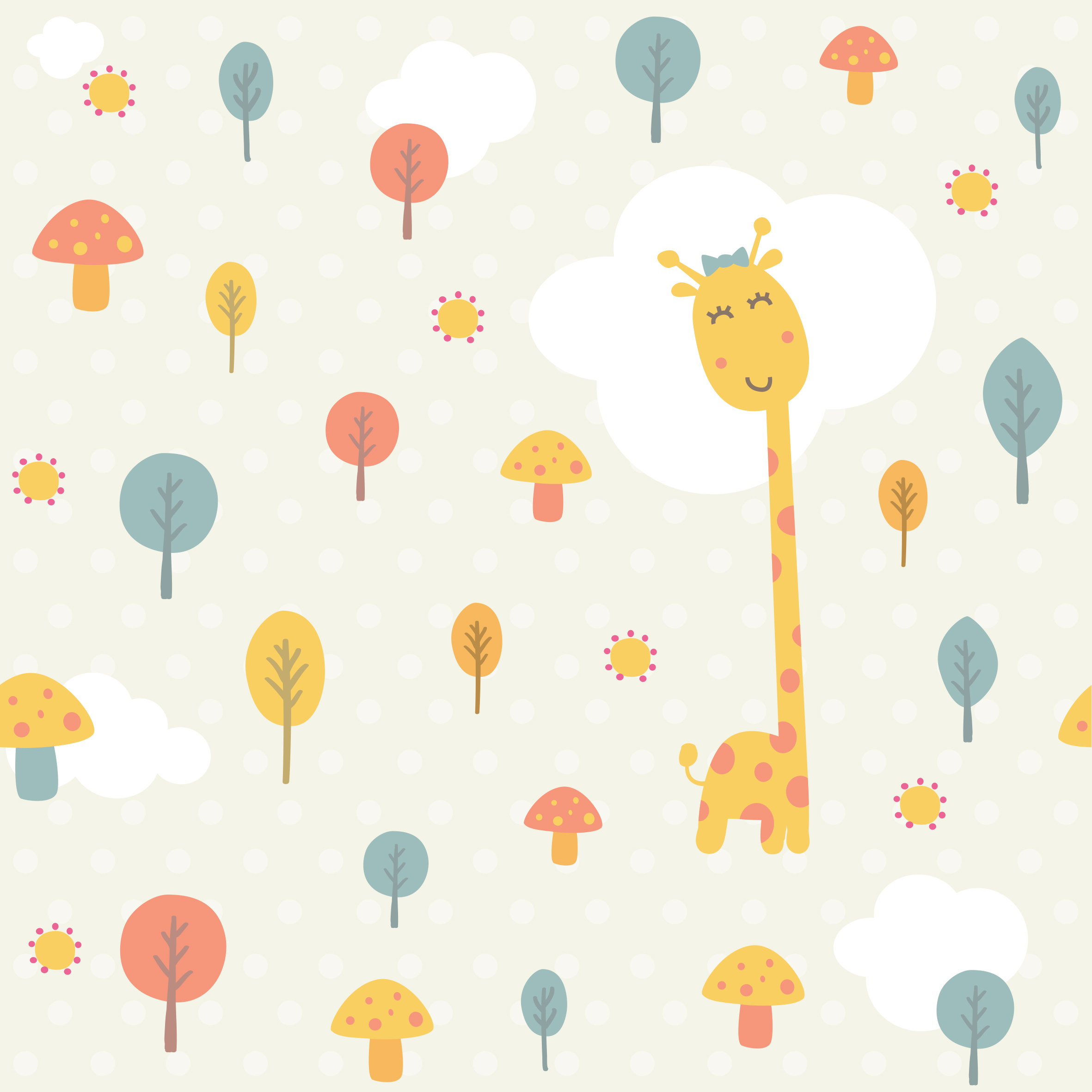 Happy,Giraffe,And,Trees,Seamless,Pattern