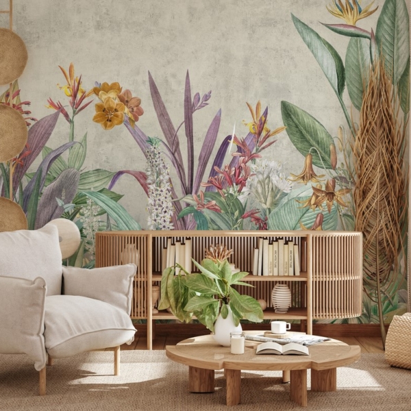 Foto tapete Egzotično cvijeće i lišće