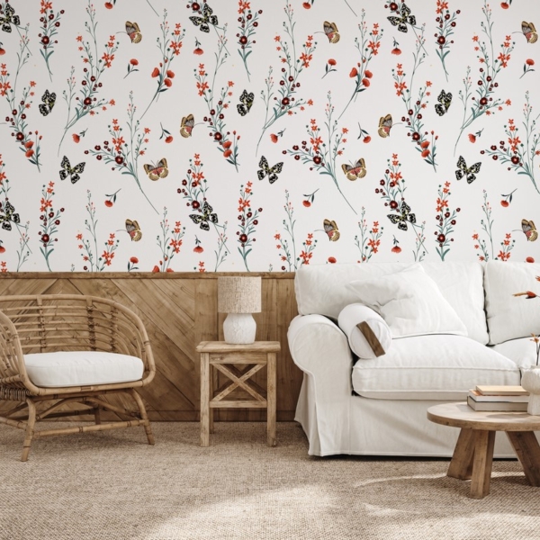 Foto tapete Leptiri i mak u tkanju