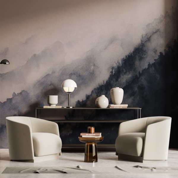 Foto tapete Akvarelna šuma u magli