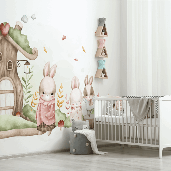 Foto tapete Obitelj šumskih zečeva