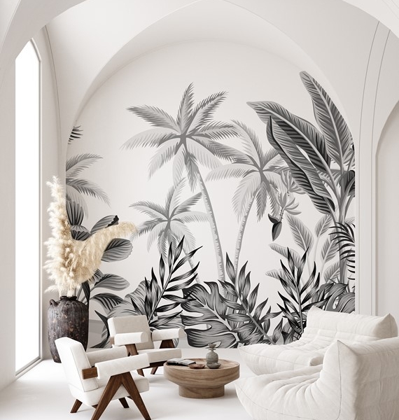 Foto tapete Crno-bijele palme