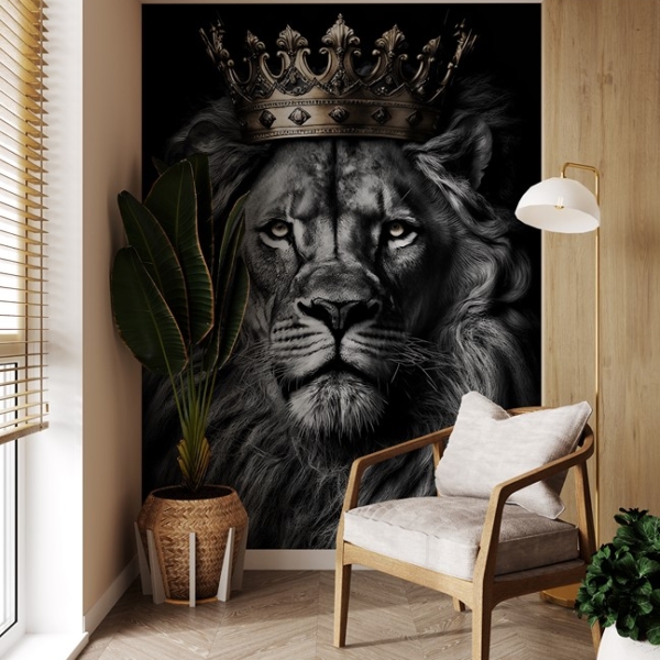 Foto tapete Lav sa zlatnom krunom