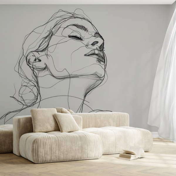 Foto tapete Linearna skica ženskog lica
