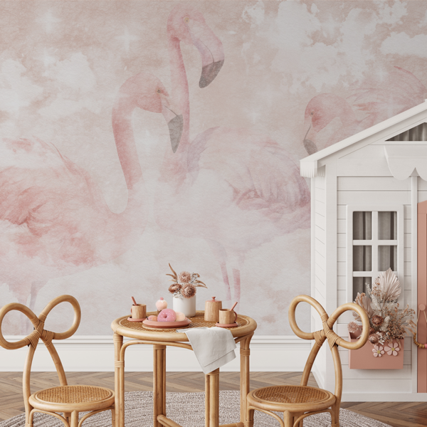 Foto tapete Pastelni flamingosi u oblacima