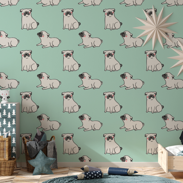 Foto tapete Mint Land of Pugs