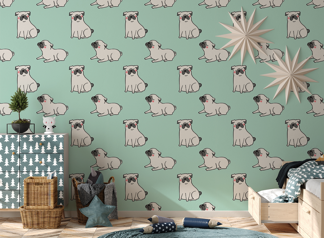 Foto tapete Mint Land of Pugs
